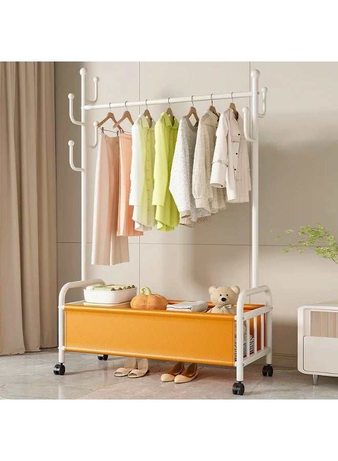 POWER Lightweight and luxurious Italian floor-standing clothes rack, bedroom clothes rack with basket, portable multi-functional luxury clothes rack, suitable for home storage and organization (120CM). - Image 1